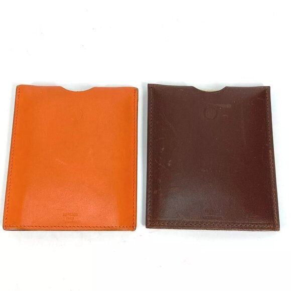 HERMES Interior Card Case Lamped Posh Card Light Pocket Light Orange/Brown